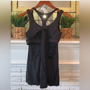 Lululemon Black Racerback Tank Top Attached Sports Bra Size 6